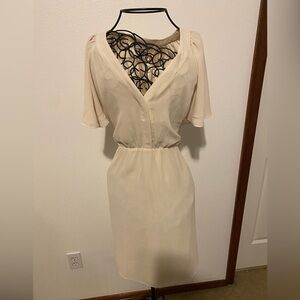 H&M cream, mid length dress, size M